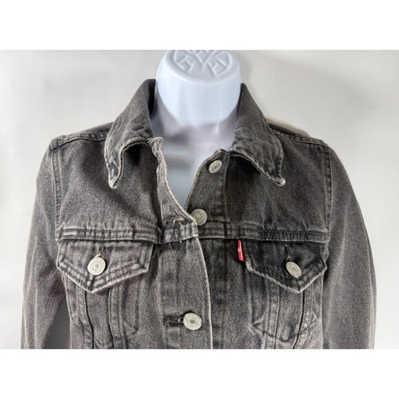 Levi Strauss & Company Women's Original Washed Black Denim Trucker Jacket Sz XS - Picture 15 of 16